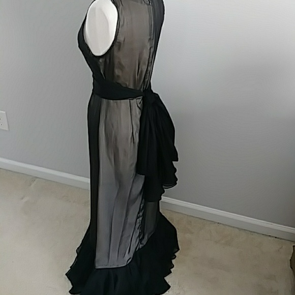 KAREN ZAMBOS VINTAGE COUTURE BLACK/BROWN DRESS - Picture 3 of 8